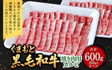 くまもと黒毛和牛 焼き肉用カルビ 600g(300g×2パック) 牛肉 牛 肉 黒毛和牛 和牛 お取り寄せ 焼肉 カルビ