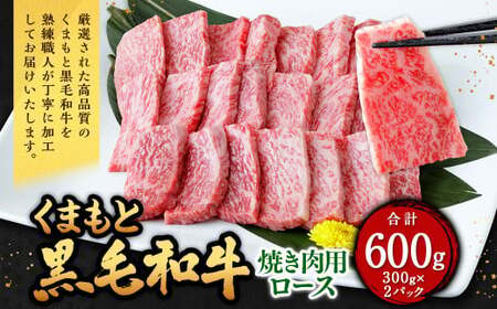 くまもと黒毛和牛 焼き肉用ロース 600g(300g×2パック) 牛肉 牛 肉 黒毛和牛 和牛 お取り寄せ 焼肉 ロース