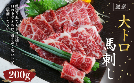 大トロ 馬刺し 200g 不定貫 馬肉 小袋醤油 小袋生姜 桜肉 馬刺 ブロック