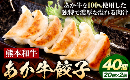 熊本和牛 あか牛 餃子 40個 ( 20個 × 2 ) 三協畜産 [60日以内に出荷予定(土日祝除く)] 熊本県 南阿蘇村 ぎょうざ ギョーザ 牛肉 牛 送料無料