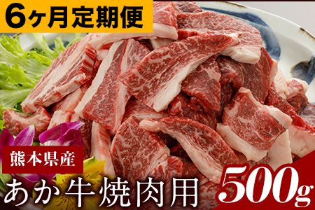 6ヶ月定期便 肥後のあか牛(熊本県産)焼肉用500g (計6回お届け×500g 合計3kg) 南阿蘇食品[お申込み月の翌月から出荷開始] 熊本県 南阿蘇村