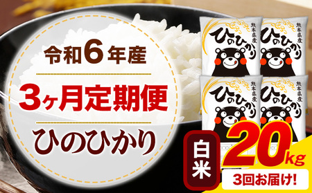 【3ヶ月定期便】令和6年産 白米 ひのひかり 定期便 20kg｜定期便定期便定期便