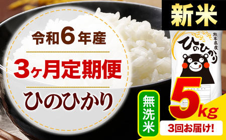 [3ヶ月定期便]令和6年産 新米 無洗米 早期先行予約受付中 ひのひかり 定期便 5kg[申込み翌月から発送]令和6年産 熊本県産 ふるさと納税 精米 ひの 米 こめ ふるさとのうぜい ヒノヒカリ コメ お米