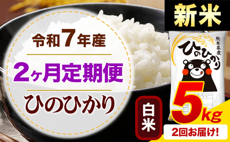 [2ヶ月定期便]新米 令和7年産 白米 ひのひかり 定期便 5kg[申込月の翌月から出荷開始]熊本県産 ふるさと納税 精米 ひの 米 こめ ふるさとのうぜい ヒノヒカリ コメ お米