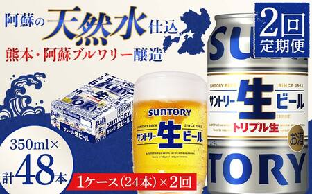 FKK19-899_ [2回定期便] サントリー 生ビール トリプル生 350ml ×1ケース (24缶) 熊本県 嘉島町 ビール サン生