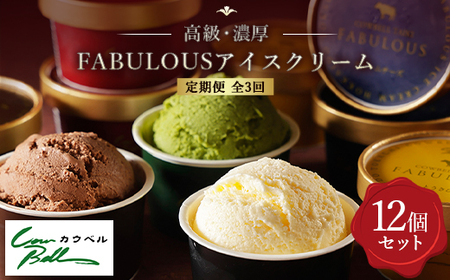 【毎月定期便】高級・濃厚 FABULOUSアイスクリーム　6種12個　全3回_菓子・スイーツ アイス・ジェラート    定期便 定期便  _【配送不可地域：離島】【4008595】