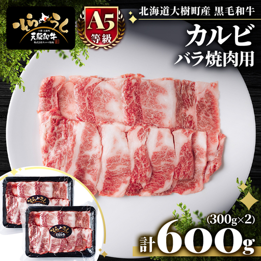 「天駆和牛(そらうし)」カルビ バラ焼肉用 600g(300g×2) 十勝大樹町産 A5 黒毛和牛【配送不可地域：離島】【1731651】