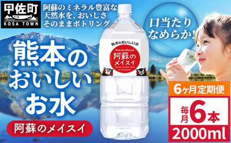 【定期便6ヶ月】熊本のおいしいお水 阿蘇のメイスイ 2L×6本（1ケース）（共通返礼品・御船町） - 飲料水 ミネラルウォーター 軟水 防災 備蓄 ローリングストック【価格改定】