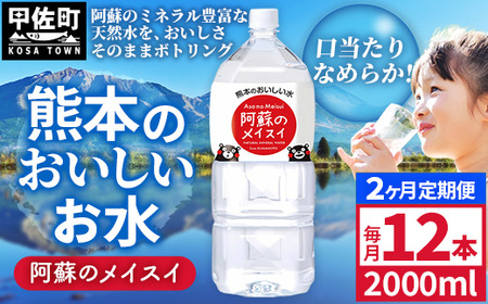 【定期便2ヶ月】熊本のおいしいお水 阿蘇のメイスイ 2L×12本（2ケース）（共通返礼品・御船町） - 飲料水 ミネラルウォーター 軟水 防災 備蓄 ローリングストック【価格改定】