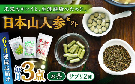 【全6回定期便】日本山人参セット サプリ サプリメント ビタミン カルシウム マグネシウム ミネラル アミノ酸 神の草 日本山人参 ヒュウガトウキ【ひなたふぁーむ】[YBG015]