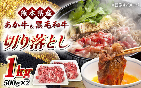熊本県産 くまもと黒毛和牛 あか牛 ミックス 切り落とし 1kg ( 500g × 2パック )【熊本県畜産農業協同組合】 [YAD014]
