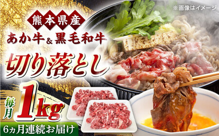 【全6回定期便】くまもと黒毛和牛 あか牛 ミックス 切り落とし 1kg【熊本県畜産農業協同組合】 [YAD018]