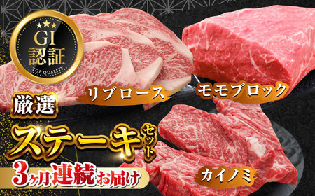 [全3回定期便][GI認証]くまもとあか牛 食べ比べ B カイノミ リブロース 赤身モモブロック [有限会社 三協畜産]