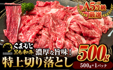 くまもと黒毛和牛 特上切り落とし ウデ・モモ 切り落とし 500g 牛肉 冷凍 [5月上旬-5月末頃出荷予定]冷凍庫 個別 取分け 小分け 個包装 モモ スライス 肉 お肉 しゃぶしゃぶ すき焼き A5 A4