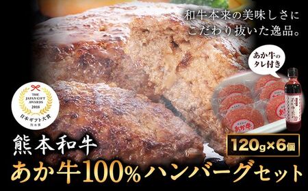 あか牛 100%ハンバーグ 120g×6個 あか牛のたれ付き 熊本県産 あか牛 あかうし 道の駅竜北[60日以内に出荷予定(土日祝除く)] 熊本県 氷川町 タレ付き ハンバーグ 熊本和牛 送料無料