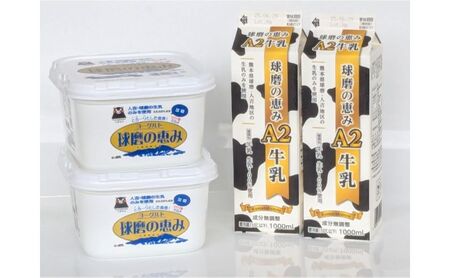 牛乳 ヨーグルト 球磨の恵み お腹にもやさしいA2ミルクとヨーグルト加糖 セット ミルク 牛乳2本 ヨーグルト2個[配送不可:沖縄県、離島]