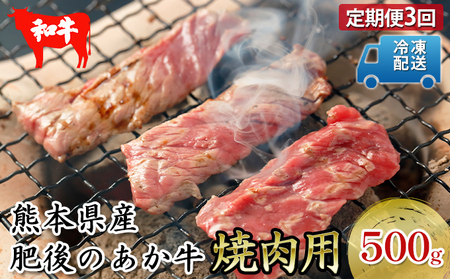 定期便 3回 焼肉セット 炭火 牛肉 あか牛 500g 赤牛 熊本 和牛 肥後のあか牛 焼肉用 肉 お肉 BBQ