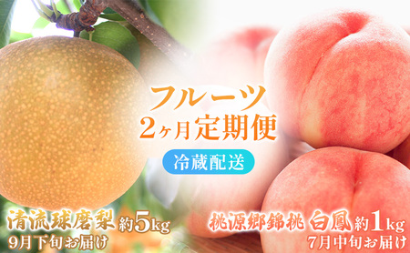 定期便 2回 先行予約 [ 桃 白桃 7月頃 梨 9月頃 ]白鳳 特製桃源郷錦 約1kg、清流錦梨 約5kg もも モモ なし フルーツ 果物 デザート お楽しみ 2025年発送 配送不可:離島