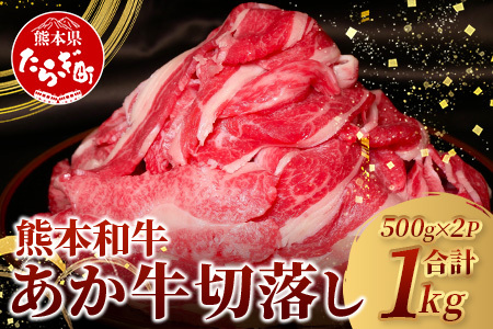 熊本県産 あか牛 バラ 切り落とし 1kg (500g×2) [ 熊本県産 あか牛 牛肉 バラ 大容量 肉 熊本産 国産牛 和牛 赤身 ヘルシー 多良木町 牛肉 