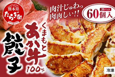 [餃子] くまもとあか牛100% 餃子 60個 (20個入り×3) 熊本県産 GI認証取得 ぎょうざ ギョウザ お手軽 簡単