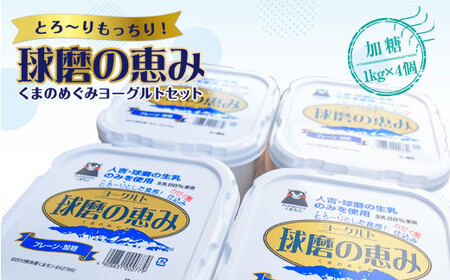 [順次発送]球磨の恵みヨーグルトセット(加糖1kg×4個)