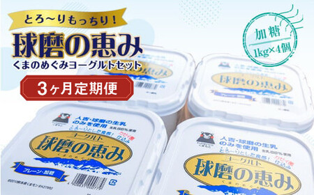[3ヶ月定期便]球磨の恵みヨーグルトセット(加糖1kg×4個)計12kg
