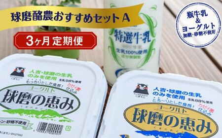 [3ヶ月定期便]球磨酪農おすすめセットA(瓶牛乳&amp;ヨーグルト加糖・砂糖不使用)