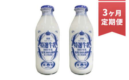 [3ヶ月定期便]球磨酪農特選瓶牛乳(900ml×2本)