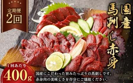 [定期便2回] [フジチク] 国産馬刺し赤身 (400g) / 馬刺し 国産 お肉 おいしい 定期 熊本肥育 冷凍 熊本県 水上村