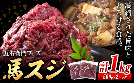 馬肉 馬スジ 500g × 2パック 1kg 五右衛門フーズ [60日以内に出荷予定(土日祝除く)] 熊本県 球磨郡 山江村 馬肉 肉 国産 スジ カレー 煮込み おでん おかず 送料無料