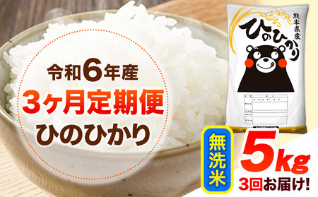 令和6年産 [3ヶ月定期便] 無洗米 ひのひかり 5kg [お申し込み月の翌月から出荷開始] 熊本県産 無洗米 精米 ひの 送料無料 熊本県 山江村 SDGs 米 コメ こめ 国産