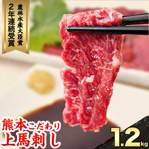 馬刺し 上赤身 ブロック 国産 熊本肥育 冷凍 生食用 たれ付き 1.2kg 肉 絶品 牛肉よりヘルシー 馬肉 平成27年28年 農林水産大臣賞受賞 熊本県山江村《7-14日以内に出荷予定(土日祝除く)》