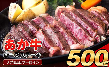 あか牛(褐色和種)ロースステーキ (リブまたはサーロイン) 250g×2 500g 熊本県産 肉 和牛 牛肉 赤牛 あかうし リブロース サーロイン 冷凍 [30日以内に出荷予定(土日祝除く)]送料無料