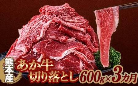 [3カ月定期] あか牛 切り落とし 600g 定期便 牛肉 牛 赤身 FKP9-646