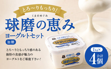 とろ〜り食感!!球磨の恵みヨーグルト 加糖タイプ 1kg×4パック