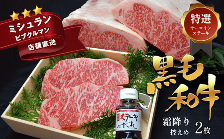 熊本県産 黒毛和牛 霜降り控えめ 特選サーロインステーキ 2枚入 ステーキソース1本付 | ステーキ 牛肉