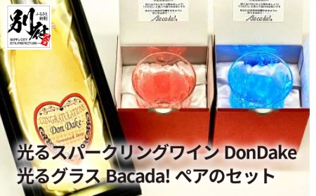 光るスパークリングワインDonDake〜1本&光るグラスペアのセット(ギフトBOX付)