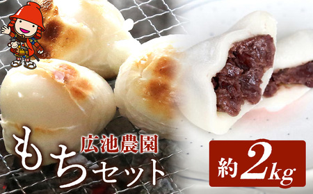 [期間・数量限定]広池農園もちセット 約2kg 冷凍小もち500g×2 冷凍あんもち6ヶ入×2 | もち 生かきもち セット 2kg 2キロ 小もち あんもち 餅 生もち 杵つきもち 大分県産 もち米 九州産 国産 冷凍 大分県 中津市