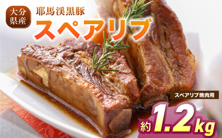 耶馬渓黒豚 スペアリブ 焼肉用 1.2kg (300g×4パック）| 黒豚スペアリブ 豚肉セット 冷凍肉 BBQ 焼肉 煮込み料理 グリル ステーキ 選べる内容量 送料無料 大分県 中津市
