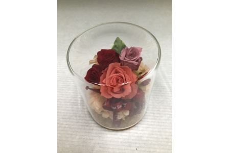 バラの花プリザーブドフラワー Sサイズ W9.5cm*D9.5cm*H12cm