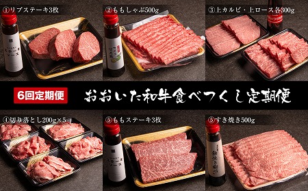 おおいた和牛食べつくし定期便6回コース(2か月毎お届け) 肉 タレ付き