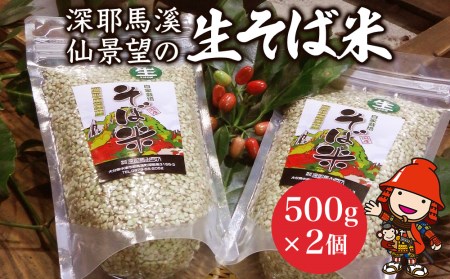 深耶馬溪の1300年のこだわり自家栽培の極上 生そば米 (そばの実) 500g×2個 セット