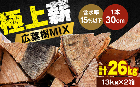 人工乾燥薪 広葉樹MIX 計26�s(約13kg×2箱) 日田市 / 株式会社日田中央木材市場[ARCK001]