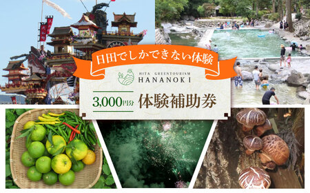 [日田を満喫体験]選べる!思い出に残る体験チケット補助券(3,000円分) 日田市 / 日田グリーンツーリズム花の木 トラベル 旅行 体験チケット[ARFM005]