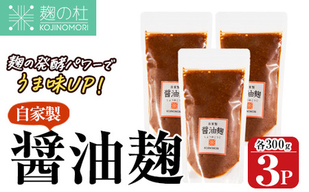 麹の杜 自家製醤油麹(計900g・300g×3P) 国産 発酵食品 酵素 醤油 こうじ 麹 調味料 冷凍 大分県 佐伯市【AN111】【ぶんご銘醸 (株)】