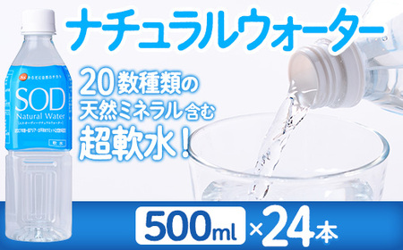 ナチュラル ウォーター SOD 500ml (計24本) 国産 鉱泉水 お水 ミネラル ドリンク 大自然 天然 料理 健康 維持 防災 常温 保存[HD244][さいき本舗 城下堂]