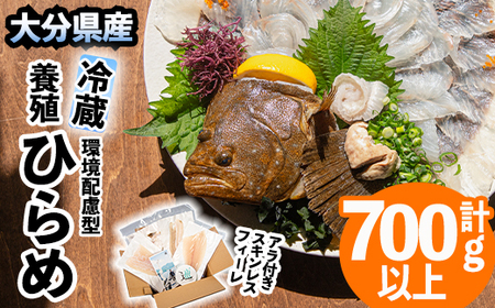 環境配慮型 養殖 ひらめ ～巡meguri～ 真空パック (計700g以上・刺身用 柵身、エンガワ、肝、アラ) 小分け 肝和え 刺身 魚介類 海鮮 冷蔵 真空 えんがわ 大分県 佐伯市【EL15】【(株)蒲江創生協会】