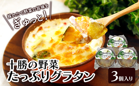 彩り野菜がゴロゴロ「十勝の野菜たっぷりグラタン」 200g×3個入り(冷凍)[ グラタン 惣菜 おかず 野菜 じゃがいも にんじん かぼちゃ ブロッコリー 冷凍 簡単調理 北海道 十勝 幕別 ]