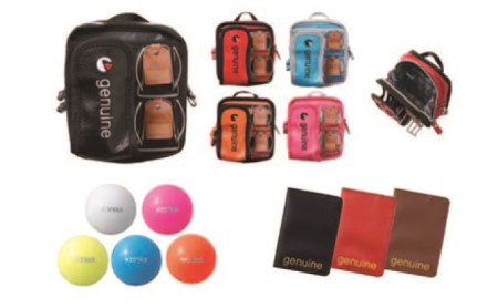 選べるカラー ジェニュイン ポーチ(青) ボール・カードホルダー他6点セット ボール白･カード黒