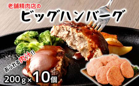 どどーんと2kg!精肉店自慢のビッグハンバーグ(約200g×10個)